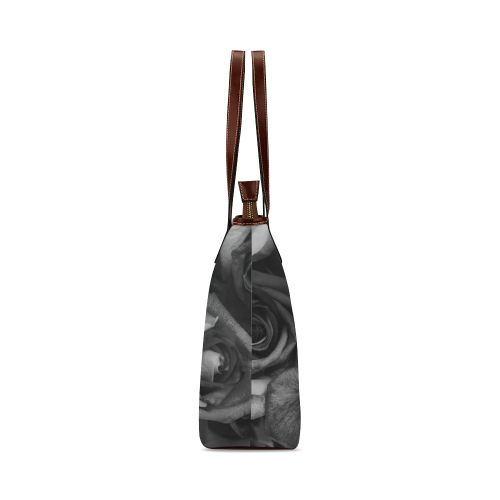 blach,white splash roses Shoulder Tote Bag (Model 1646)