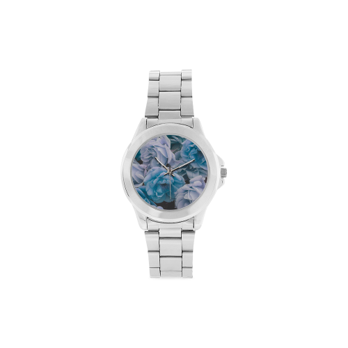 great garden roses blue Unisex Stainless Steel Watch(Model 103)