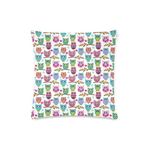 happy owls Custom Zippered Pillow Case 16"x16"(Twin Sides)