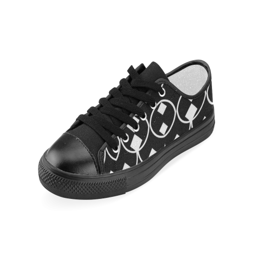 black and white Pattern 4416 Women's Classic Canvas Shoes (Model 018)