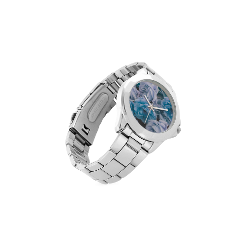 great garden roses blue Unisex Stainless Steel Watch(Model 103)