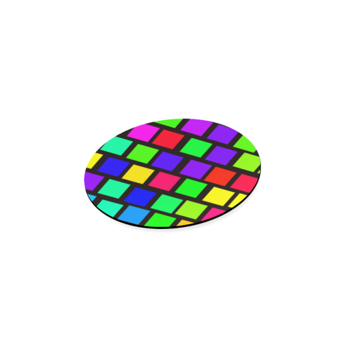 colorful checkered Round Coaster