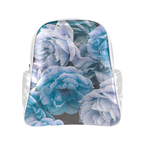 great garden roses blue Multi-Pockets Backpack (Model 1636)