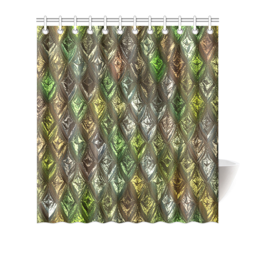 rhombus, diamond patterned green Shower Curtain 66"x72"