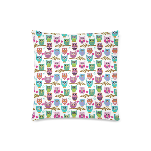 happy owls Custom Zippered Pillow Case 18"x18"(Twin Sides)
