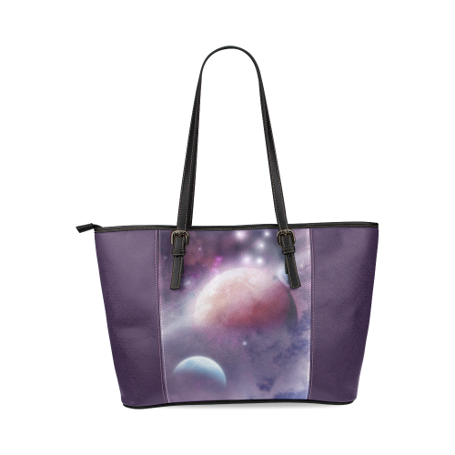 Pink Space Dream Leather Tote Bag/Small (Model 1640)