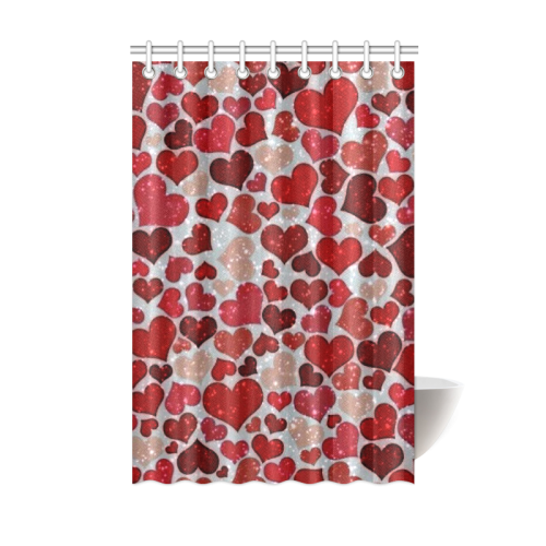 sparkling hearts, red Shower Curtain 48"x72"