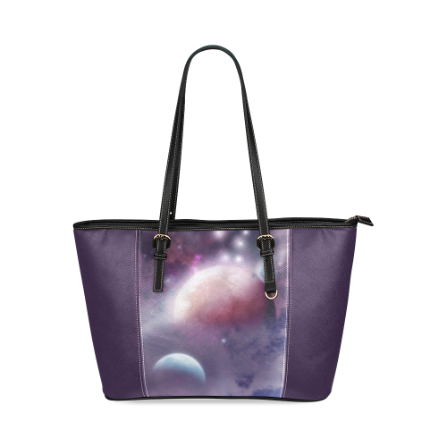 Pink Space Dream Leather Tote Bag/Small (Model 1640)