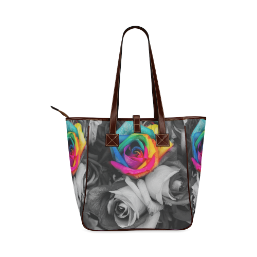 blach,white splash roses Classic Tote Bag (Model 1644)