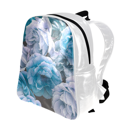 great garden roses blue Multi-Pockets Backpack (Model 1636)