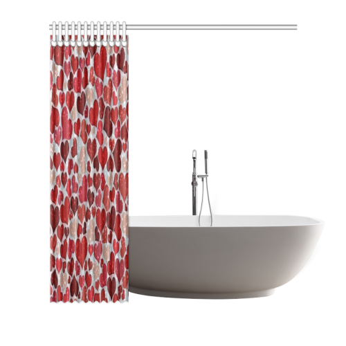 sparkling hearts, red Shower Curtain 66"x72"