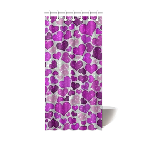 sparkling hearts purple Shower Curtain 36"x72"