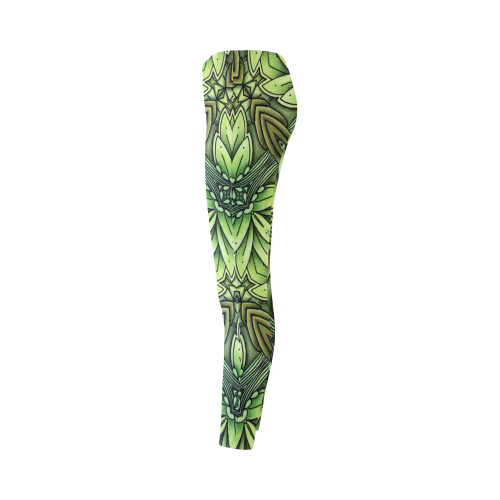 Mandy Green - Leaf Weave bold leaves Cassandra Women's Leggings (Model L01)