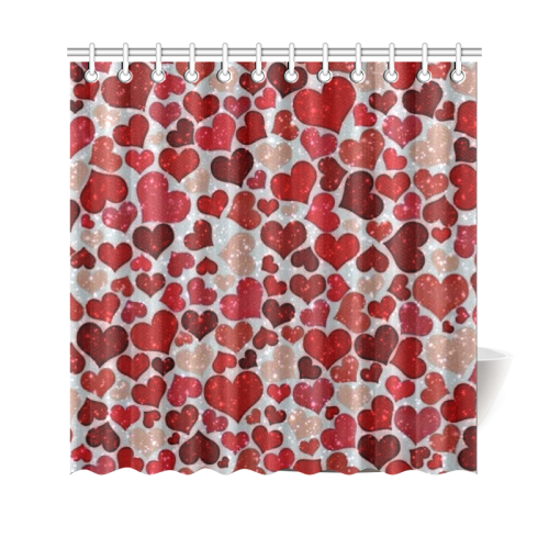 sparkling hearts, red Shower Curtain 69"x70"