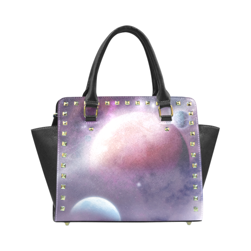 Pink Space Dream Rivet Shoulder Handbag (Model 1645)