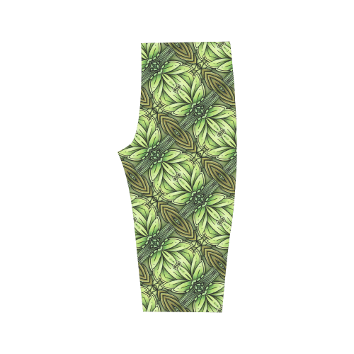 Mandy Green - Leaf Weave small foliage Hestia Cropped Leggings (Model L03)