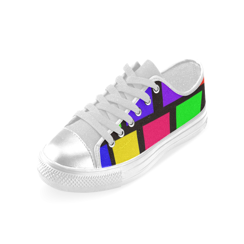 colorful checkered Women's Classic Canvas Shoes (Model 018)