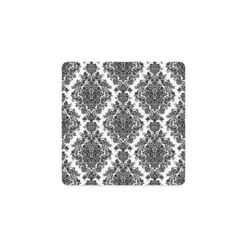 Black and White Damask Square Coaster