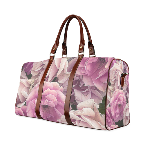 great garden roses pink Waterproof Travel Bag/Small (Model 1639)