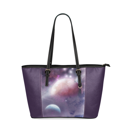 Pink Space Dream Leather Tote Bag/Large (Model 1640)