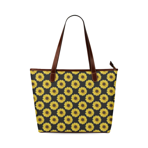 Golden Daisy Flower Shoulder Tote Bag (Model 1646)