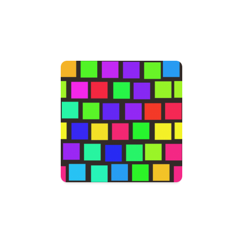 colorful checkered Square Coaster