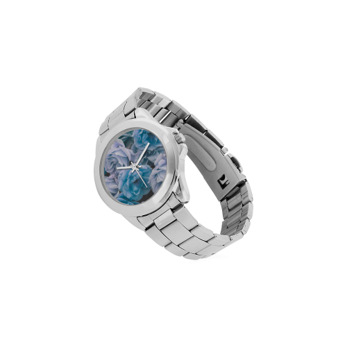 great garden roses blue Unisex Stainless Steel Watch(Model 103)