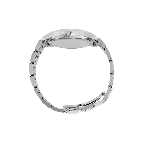 blach,white splash roses Unisex Stainless Steel Watch(Model 103)