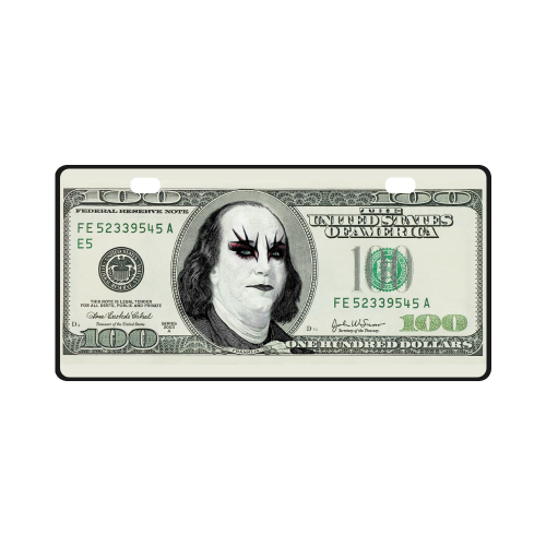 Funny Conceptual Money Gothic $100 Banknote License Plate
