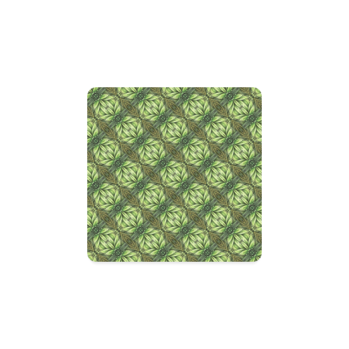 Mandy Green Leaf Weave small pattern Square Coaster