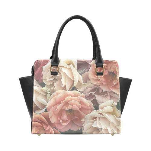 great garden roses, vintage look Rivet Shoulder Handbag (Model 1645)
