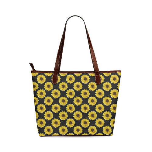 Golden Daisy Flower Shoulder Tote Bag (Model 1646)