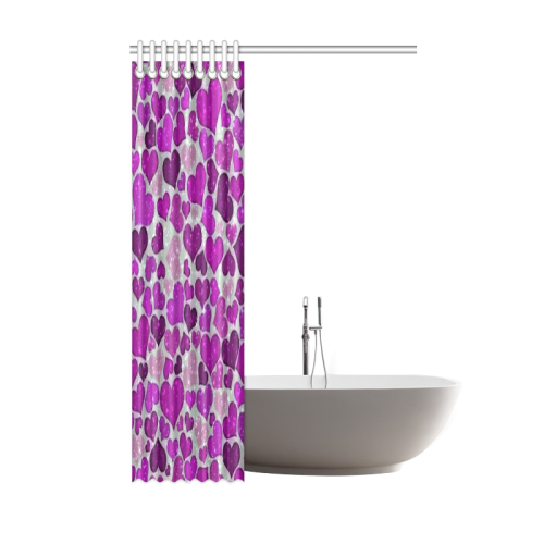 sparkling hearts purple Shower Curtain 48"x72"