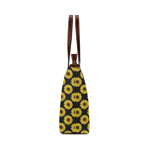 Golden Daisy Flower Shoulder Tote Bag (Model 1646)