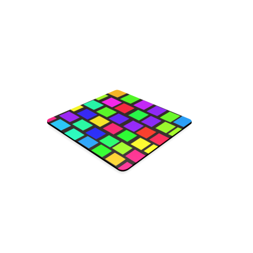 colorful checkered Square Coaster