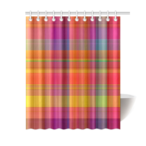 modern plaid, hot colors Shower Curtain 60"x72"