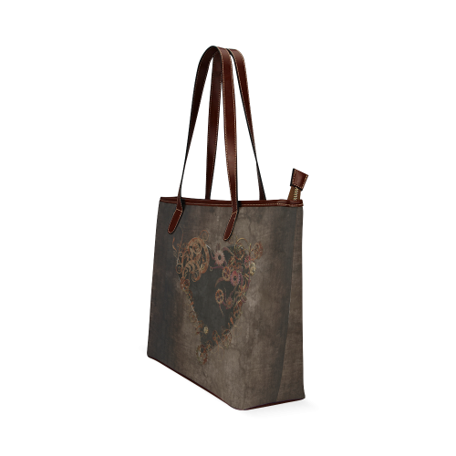 A decorated Steampunk Heart in brown Shoulder Tote Bag (Model 1646)
