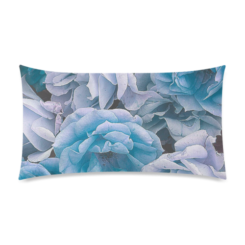great garden roses blue Rectangle Pillow Case 20"x36"(Twin Sides)