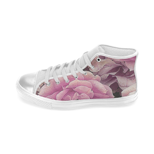 great garden roses pink Women's Classic High Top Canvas Shoes (Model 017)