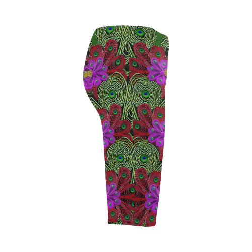 Metal Peacock In paradise Land Hestia Cropped Leggings (Model L03)