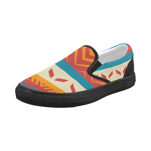 Tribal shapes Women's Slip-on Canvas Shoes (Model 019)