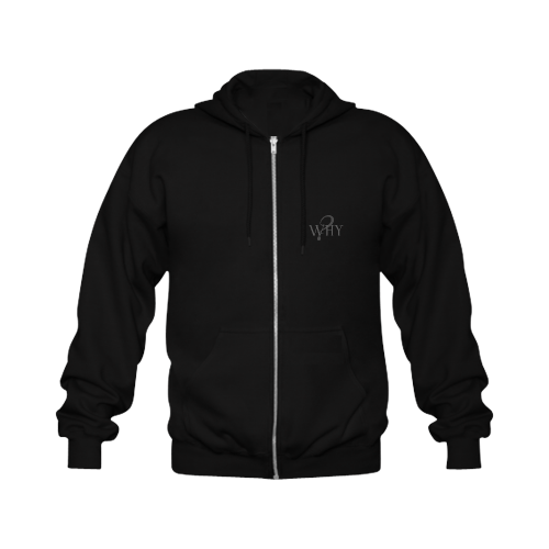 Why? Black Gildan Full Zip Hooded Sweatshirt (Model H02)