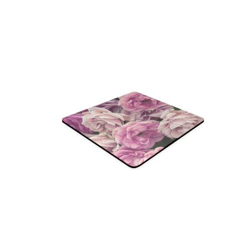 great garden roses pink Square Coaster