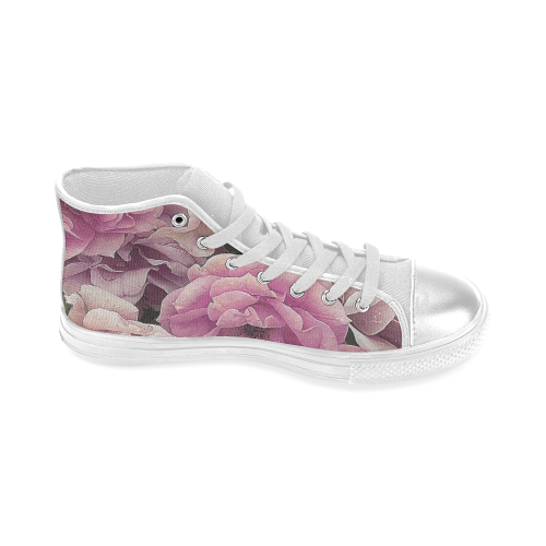 great garden roses pink Women's Classic High Top Canvas Shoes (Model 017)