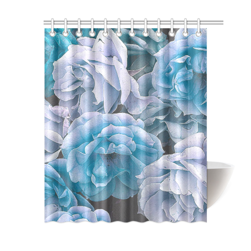 great garden roses blue Shower Curtain 60"x72"