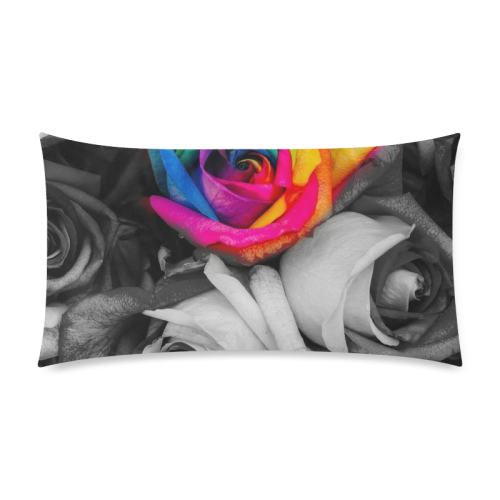 black,white splash roses Rectangle Pillow Case 20"x36"(Twin Sides)