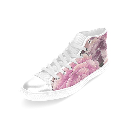 great garden roses pink Women's Classic High Top Canvas Shoes (Model 017)