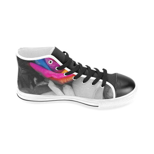 black,white splash roses Men’s Classic High Top Canvas Shoes (Model 017)