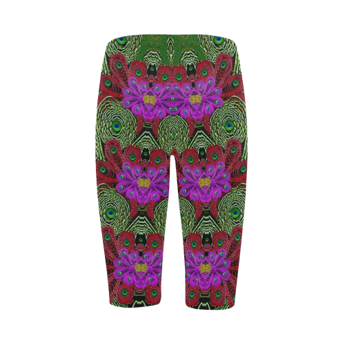 Metal Peacock In paradise Land Hestia Cropped Leggings (Model L03)