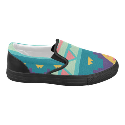 Pastel tribal design Women's Slip-on Canvas Shoes (Model 019)